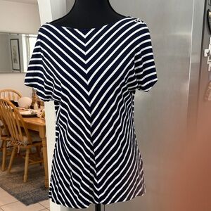 Source Unknown Navy and White Chevron Top